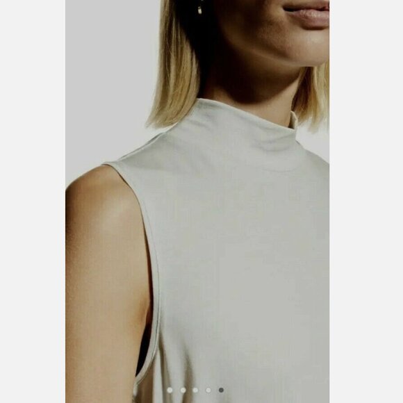 Eileen Fisher Young Fern Basic Length Fine Jersey Mock Neck Tank - Picture 2 of 2